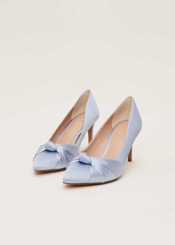 Phase Eight Satin Knot Front Court Heels Blue Australia | WI2489103